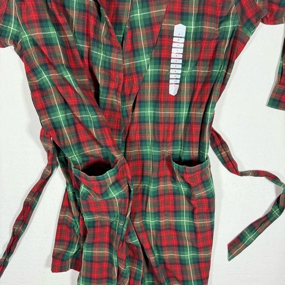 Duluth Trading Co men’s cotton robe Red green plaid - Picture 5 of 10